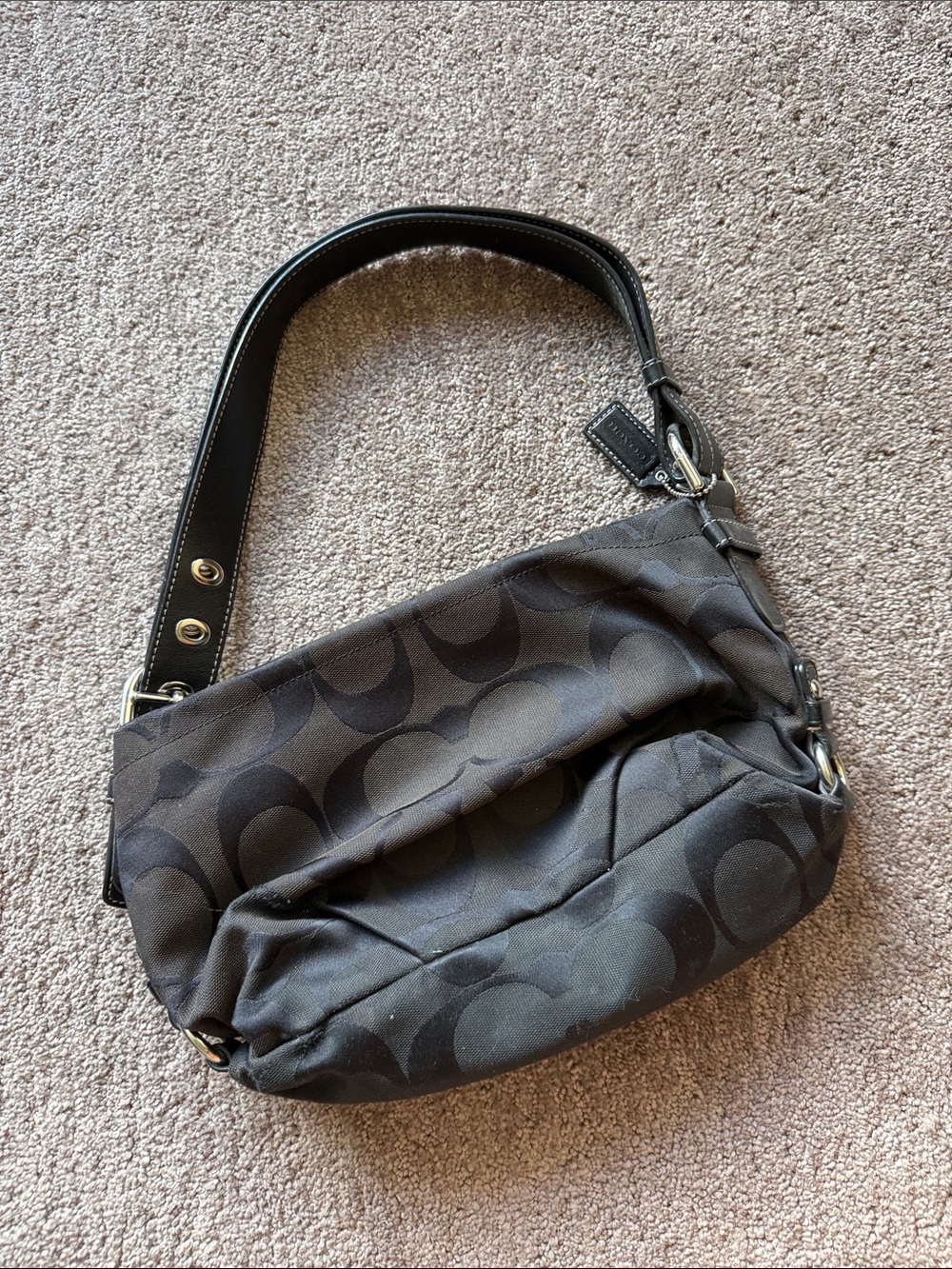 Coach Black Signature Jacquard Shoulder Bag